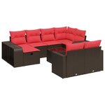vidaXL Salon de jardin et coussins 11 Pièces marron résine tressée