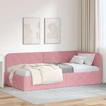 vidaXL Cadre de lit d'angle avec tête de lit Rose 90 x 190 cm Velours
