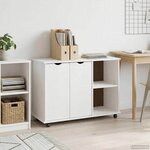 vidaXL Cabinet roulant Blanc 100 x 39 x 65 5 cm Bois de Pin Massif