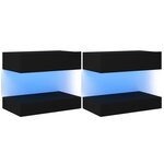 vidaXL Tables de chevet 2 Pièces Noir 60x35 cm Aggloméré