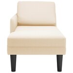 vidaXL Chaise longue avec coussin crème tissu en velours côtelé