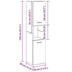 vidaXL Cabinet de salle de bain avec porte Chêne noir 30 x 30 x 130 cm
