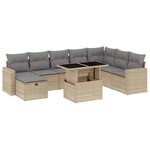 vidaXL Salon de jardin avec coussins 9 Pièces beige résine tressée