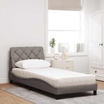 vidaXL Lit avec matelas taupe 90x190 cm tissu