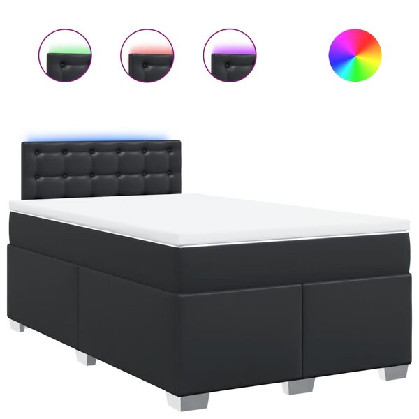 vidaXL Sommier à lattes de lit avec matelas noir 120x190 cm similicuir