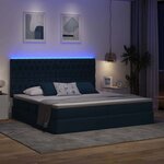 vidaXL Lit de rangement LED avec matelas Bleu 200 x 200 cm Tissu