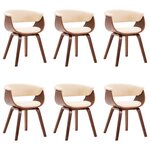 vidaXL Chaises à manger lot de 6 crème bois courbé et similicuir