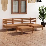 vidaXL Salon de jardin 5 Pièces Bois de pin massif Marron miel