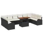 Set de Canapé de Jardin vidaXL en 11 Pièces avec Coussins Noir Rattan Poly