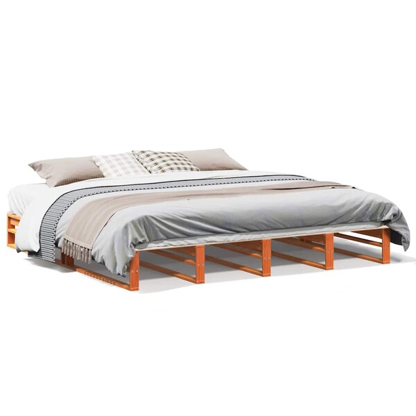 vidaXL Cadre de lit sans matelas cire marron 200x200cm bois pin massif