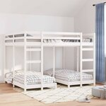 vidaXL Cadre de lit superposé triple Blanc 160 x 200 cm Pin massif