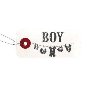 Etiquettes blanches + Tampon bois Boy