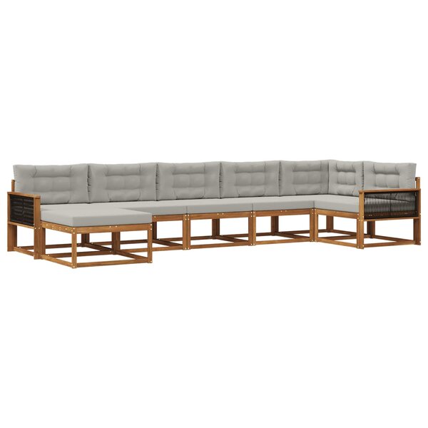 vidaXL Ensemble de canapés d'extérieur 7 Pièces Naturel et gris clair