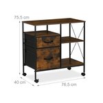 Caisson mobile à roulettes bureau espace de rangement 80 x 40 x 75 cm pratique style industriel en métal noir 13_0017193