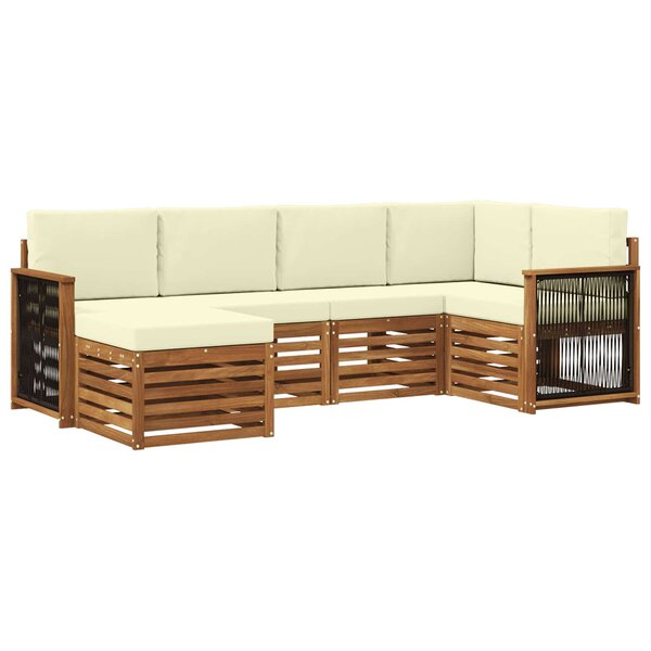 vidaXL Ensemble de canapés d'extérieur 5 pc Naturel et Crème