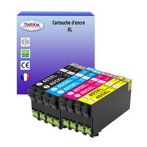 T3AZUR - 8  Cartouches compatibles avec Epson WorkForce Pro WF-4825  WF-4825DWF  WF-4830  405 XL (2N+2C+2M+2J)