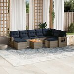vidaXL Salon de jardin 10 Pièces avec coussins gris résine tressée