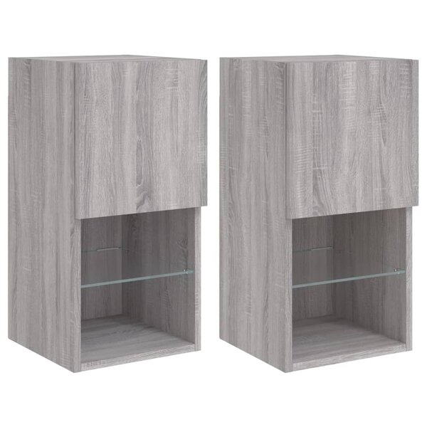 vidaXL Meubles TV avec lumières LED 2 Pièces sonoma gris 30 5x30x60 cm