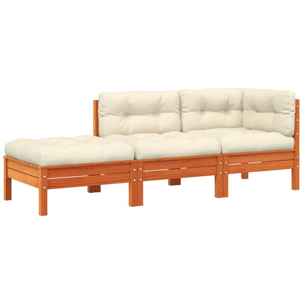 vidaXL Canapé de jardin avec coussins et repose-pied 3 places