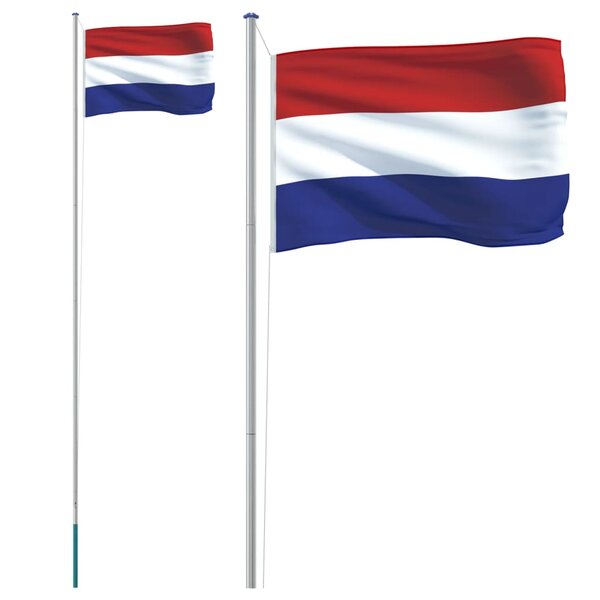 vidaXL Drapeau des Pays-Bas et mât 6 08 m Aluminium
