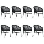 vidaXL Ensemble à manger de jardin 9 Pièces Noir