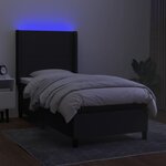 vidaXL Sommier à lattes de lit matelas et LED Noir 90x200 cm Tissu