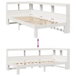 vidaXL Lit bibliothèque sans matelas blanc 90x200cm bois de pin massif