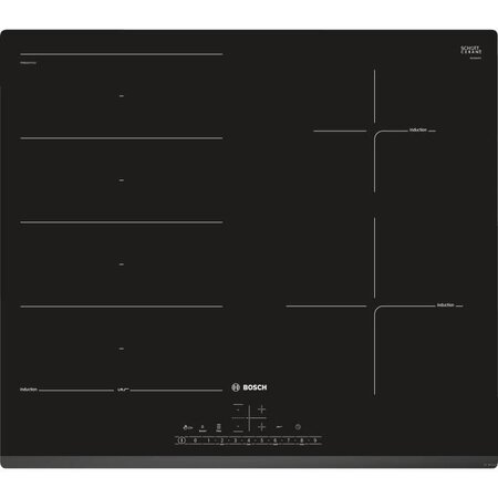 Bosch pxe631fc1e - table cuisson induction - 4 zones - 7400 w - l 51 x p 52 2 cm - revetement verre - noir