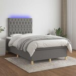 vidaXL Sommier à lattes de lit matelas LED gris foncé 120x190 cm tissu