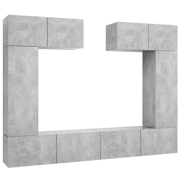vidaXL Ensemble de meubles TV 6 Pièces Gris béton Bois d'ingénierie
