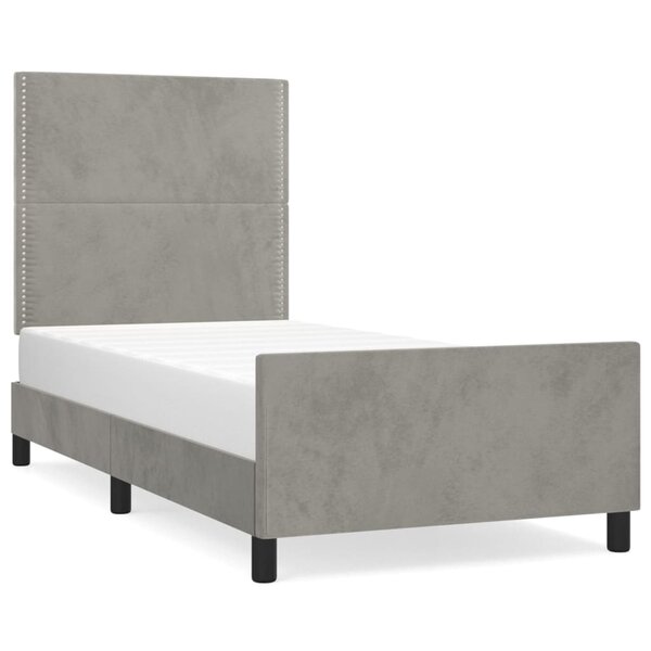 vidaXL Cadre de lit avec tête de lit Gris clair 90x200 cm Velours
