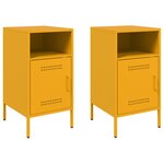 vidaXL Tables de chevet 2 Pièces jaune moutarde 36x39x68 cm acier