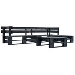 vidaXL Canapés de jardin palette 4 Pièces Noir Bois