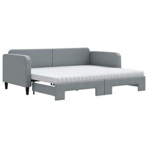 vidaXL Lit de jour avec gigogne et matelas gris clair 90x190 cm tissu