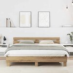 vidaXL Cadre de lit Chêne artisanal 180 x 200 cm Bois d'ingénierie