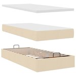 vidaXL Lit ottoman avec matelas et LED crème 90x200 cm tissu