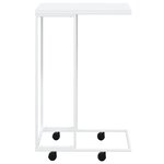 vidaXL Table d'appoint avec roues Blanc 40x30x63 5cm Bois d'ingénierie