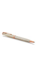 PARKER Sonnet stylo bille, argent ciselé, attributs or rose, recharge encre noire pointe moyenne – Livré dans son écrin