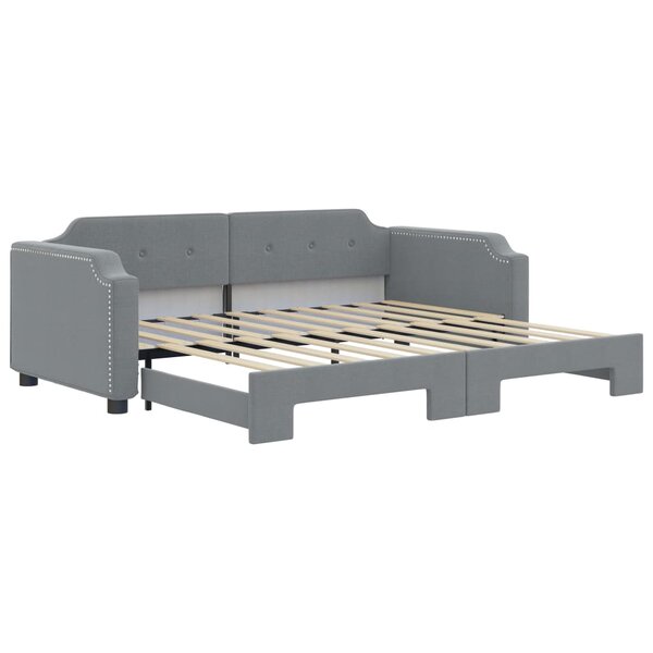 vidaXL Lit de jour avec lit gigogne gris clair 100x190 cm tissu