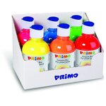 PRIMO 255TF6ASS Lot de gouache fluo, 6 flacons de 300 ml avec bouchon doseur.