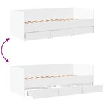 vidaXL Lit de jour avec tiroirs blanc 90x200 cm bois d'ingénierie