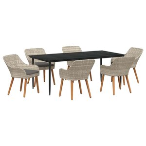 vidaXL Ensemble de salle à manger Gris clair Poly rotin