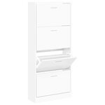 vidaXL Armoire à chaussures Blanc 63x24x147 cm Bois d'ingénierie