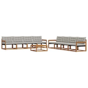 vidaXL Ensemble de canapés d'extérieur 9 Pièces Gris Naturel et Clair