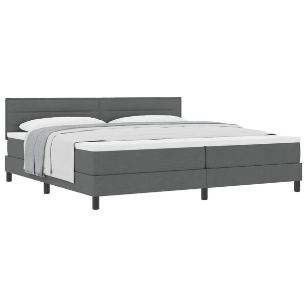 vidaXL Lit à ressorts avec tête de lit Gris foncé 200 x 200 cm tissu