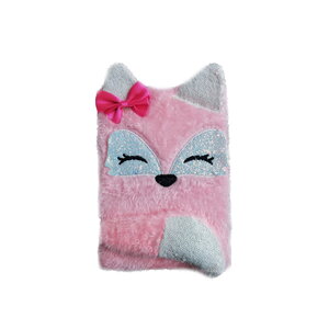 Carnet de notes peluche - 15 x 21 cm - renard rose