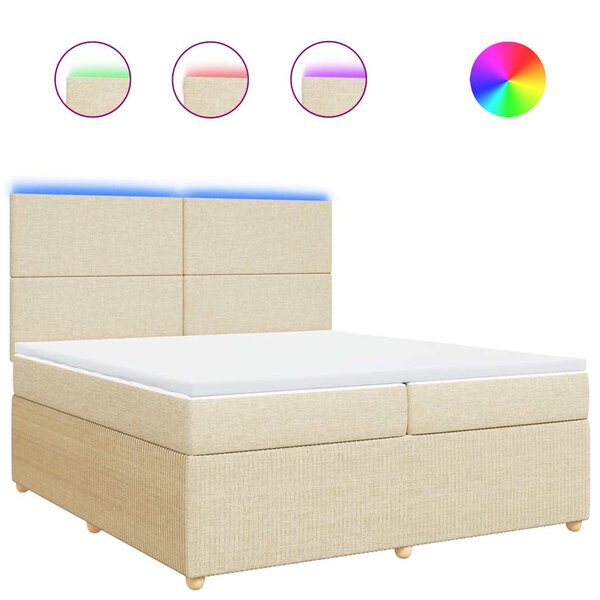 vidaXL Sommier à lattes de lit avec matelas Crème 200x200 cm Tissu