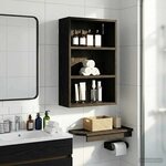 vidaXL Armoire murale de salle de bain Chêne Noir 40 x 16 x 62 5 cm