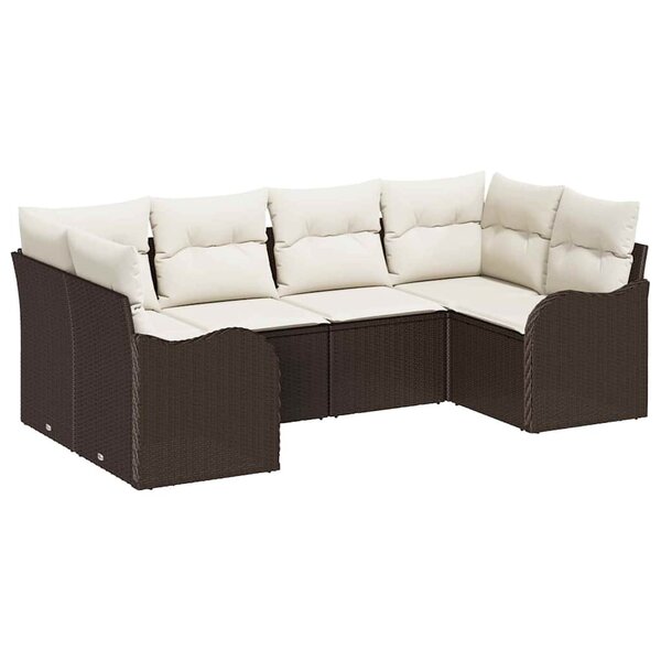 vidaXL Ensemble de canapé de jardin 6 Pièces Marron Poly rotin