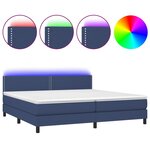 vidaXL Sommier à lattes de lit et matelas et LED Bleu 200x200 cm Tissu